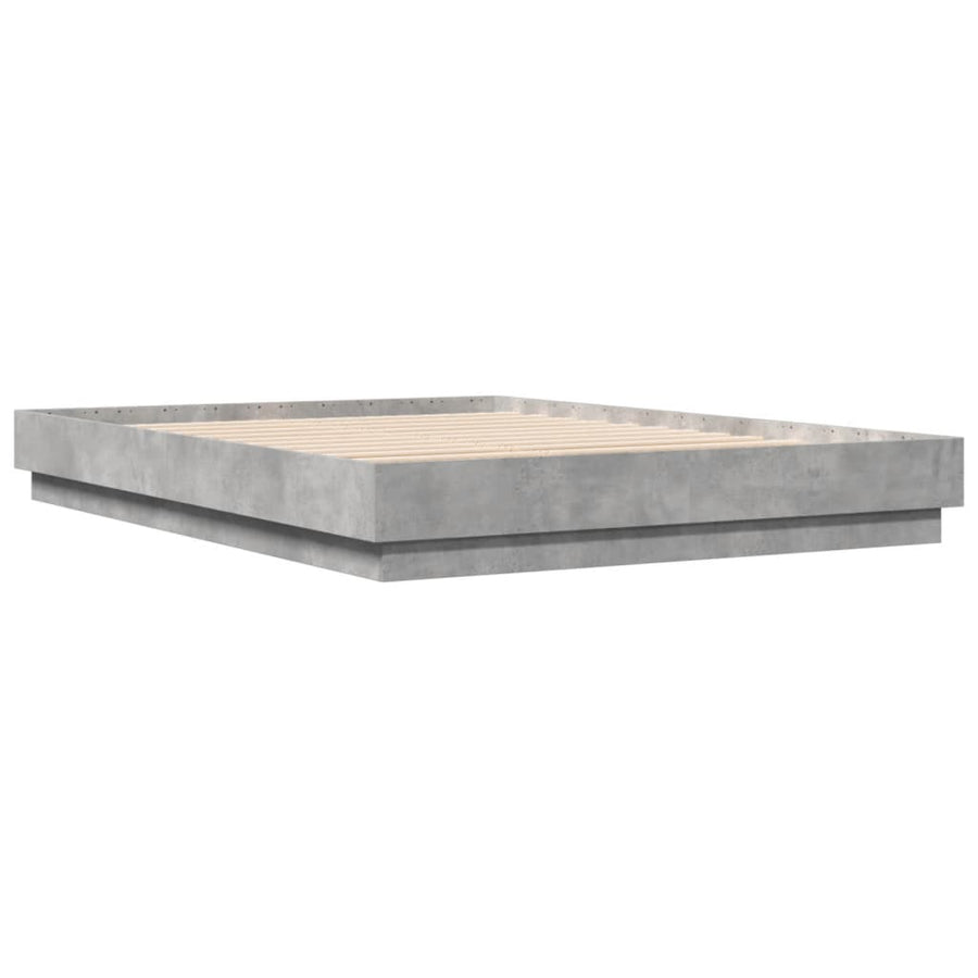 Bedframe Met Led-Verlichting Betongrijs 160X200 Cm Groen