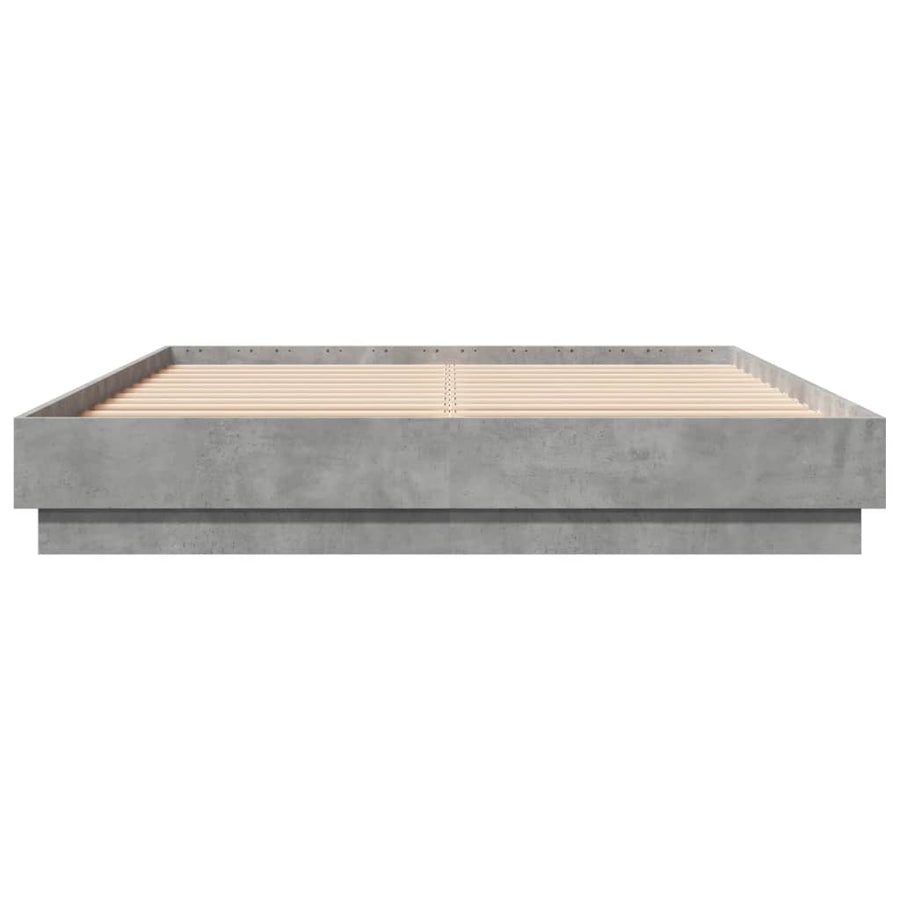 Bedframe Met Led-Verlichting Betongrijs 160X200 Cm Groen
