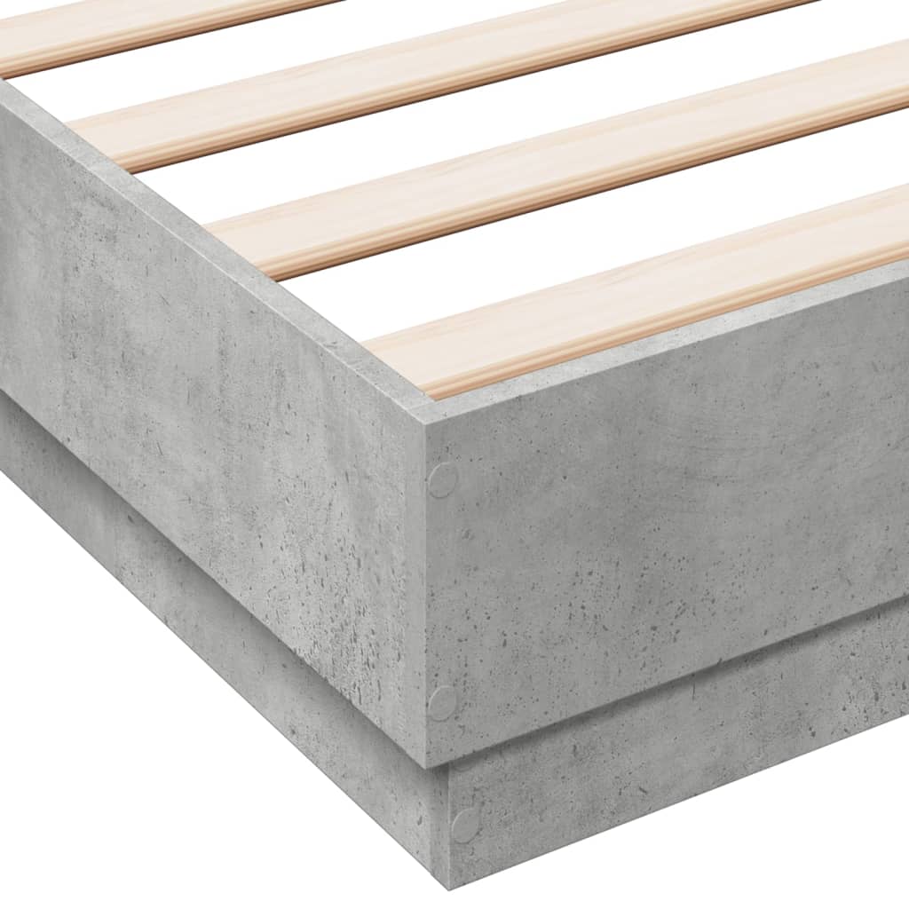 Bedframe Met Led-Verlichting Betongrijs 160X200 Cm Groen