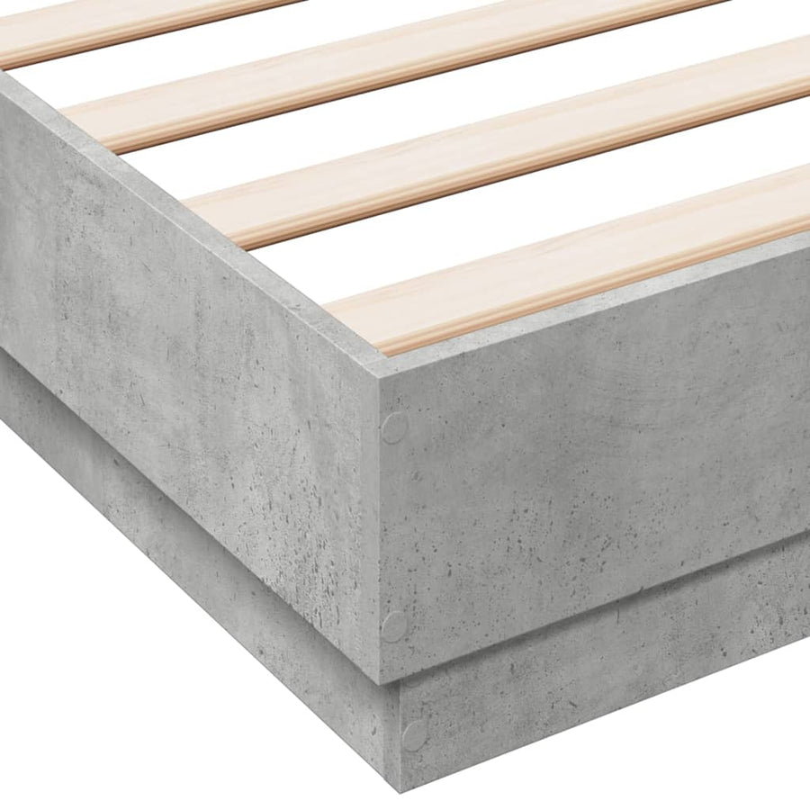 Bedframe Met Led-Verlichting Betongrijs 160X200 Cm Groen