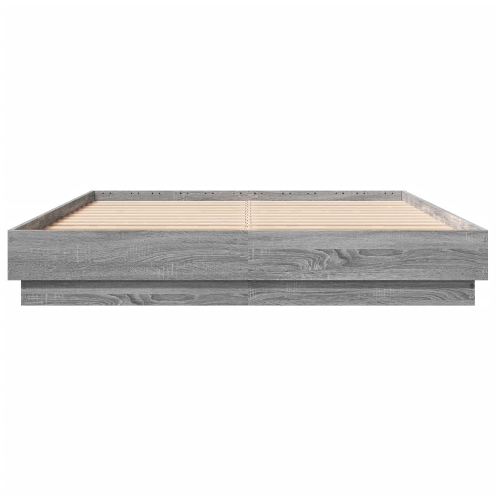 Bedframe Met Led-Verlichting Grijs Sonoma Eikenkleur 160X200 Cm