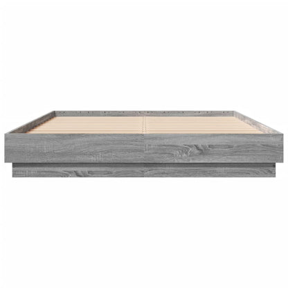 Bedframe Met Led-Verlichting Grijs Sonoma Eikenkleur 160X200 Cm
