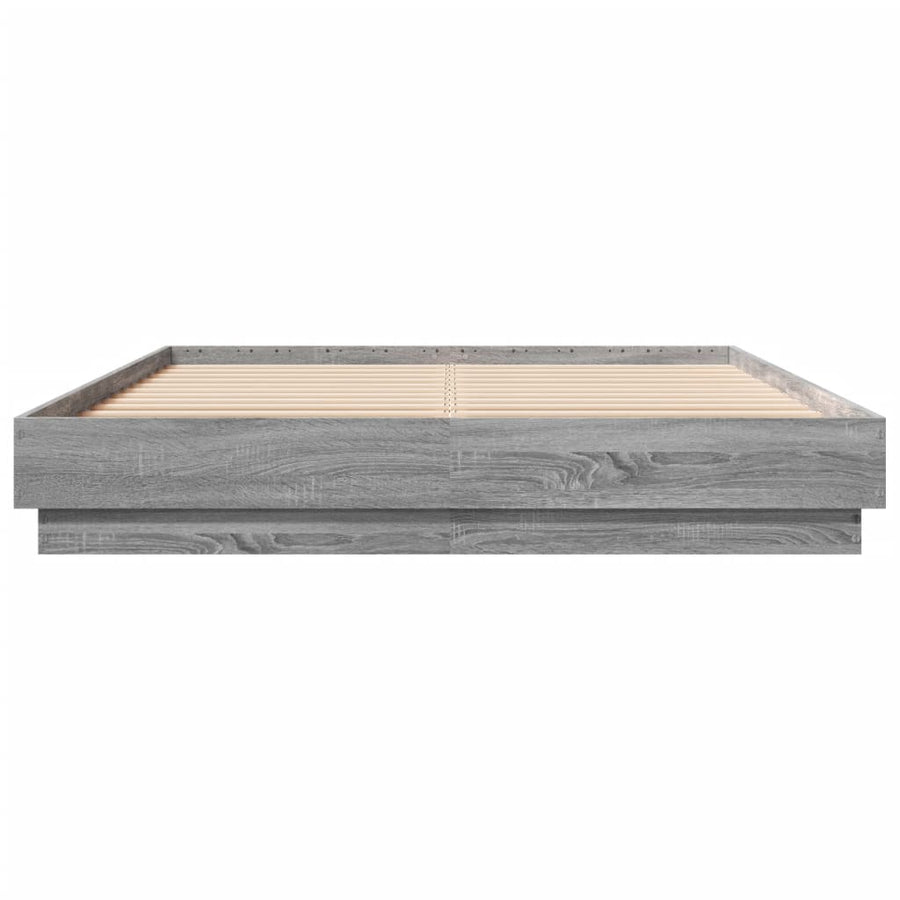 Bedframe Met Led-Verlichting Grijs Sonoma Eikenkleur 160X200 Cm