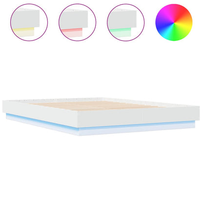 Bedframe Met Led-Verlichting Wit 150X200 Cm