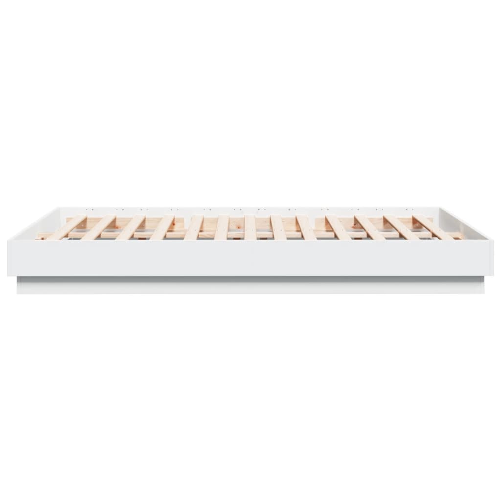 Bedframe Met Led-Verlichting Wit 150X200 Cm