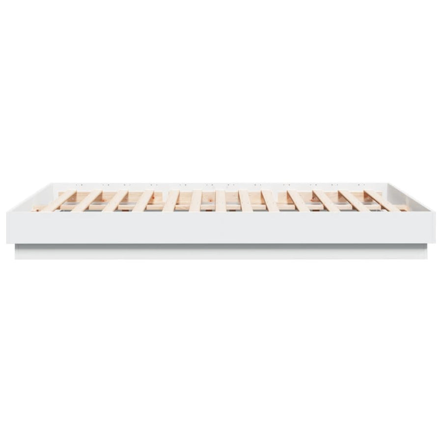 Bedframe Met Led-Verlichting Wit 150X200 Cm