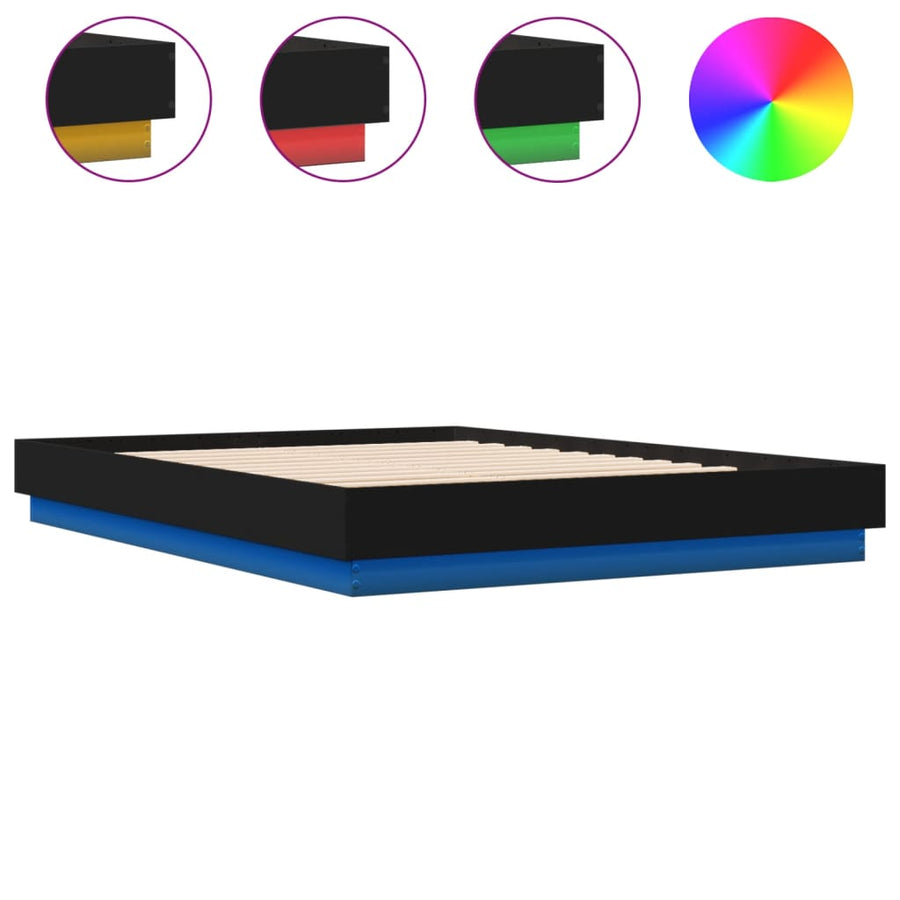 Bedframe Met Led-Verlichting Zwart 150X200 Cm
