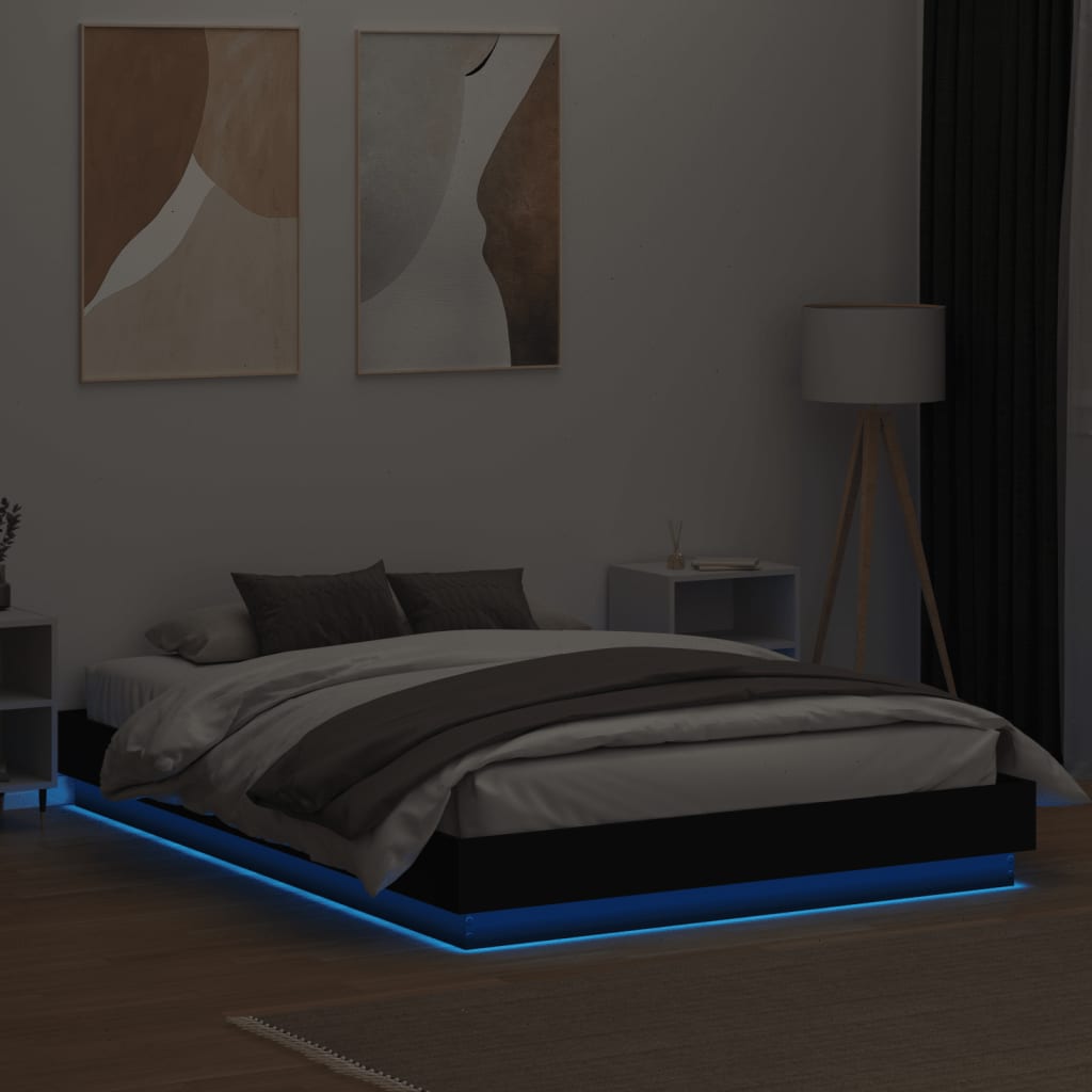 Bedframe Met Led-Verlichting Zwart 150X200 Cm