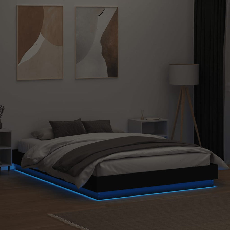 Bedframe Met Led-Verlichting Zwart 150X200 Cm