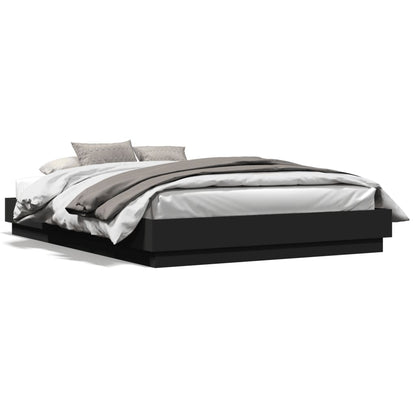 Bedframe Met Led-Verlichting Zwart 150X200 Cm