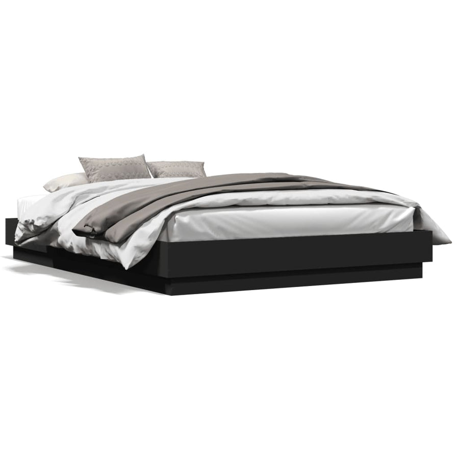 Bedframe Met Led-Verlichting Zwart 150X200 Cm