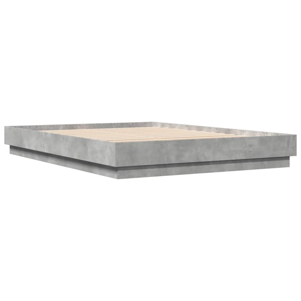Bedframe Met Led-Verlichting Betongrijs 150X200 Cm Groen