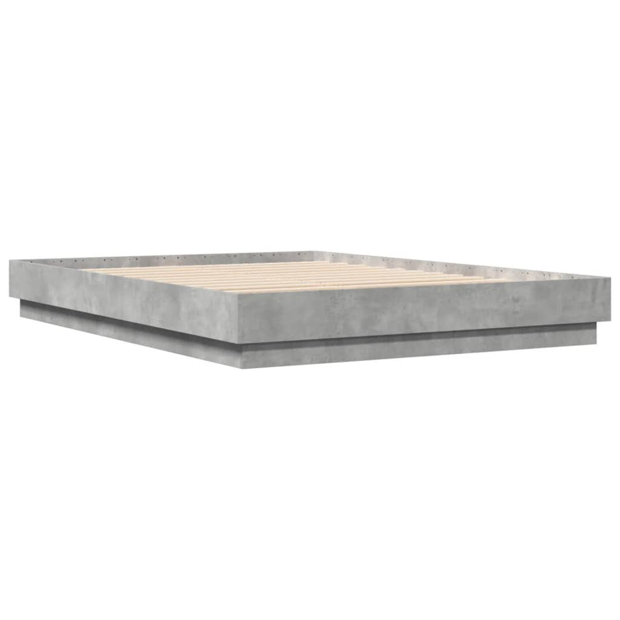 Bedframe Met Led-Verlichting Betongrijs 150X200 Cm Groen