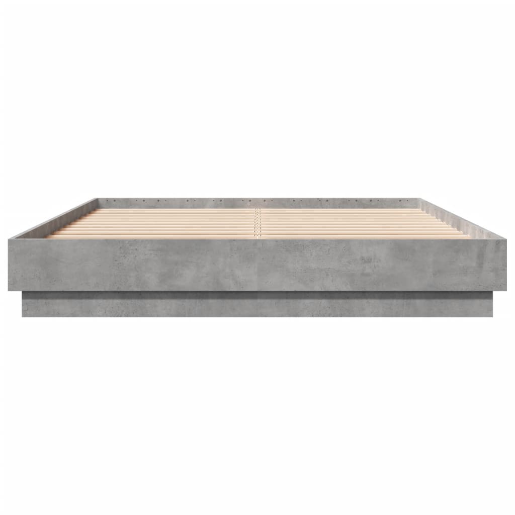 Bedframe Met Led-Verlichting Betongrijs 150X200 Cm Groen
