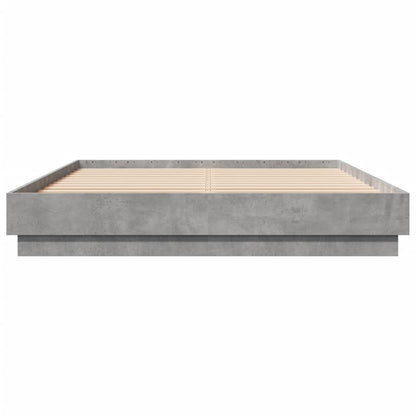 Bedframe Met Led-Verlichting Betongrijs 150X200 Cm Groen