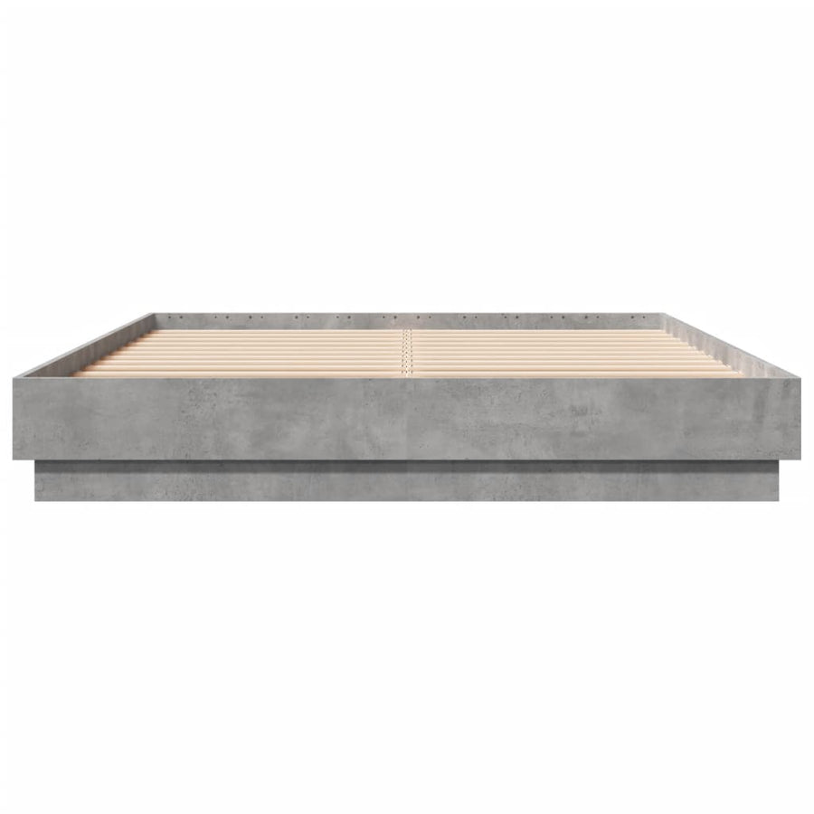 Bedframe Met Led-Verlichting Betongrijs 150X200 Cm Groen