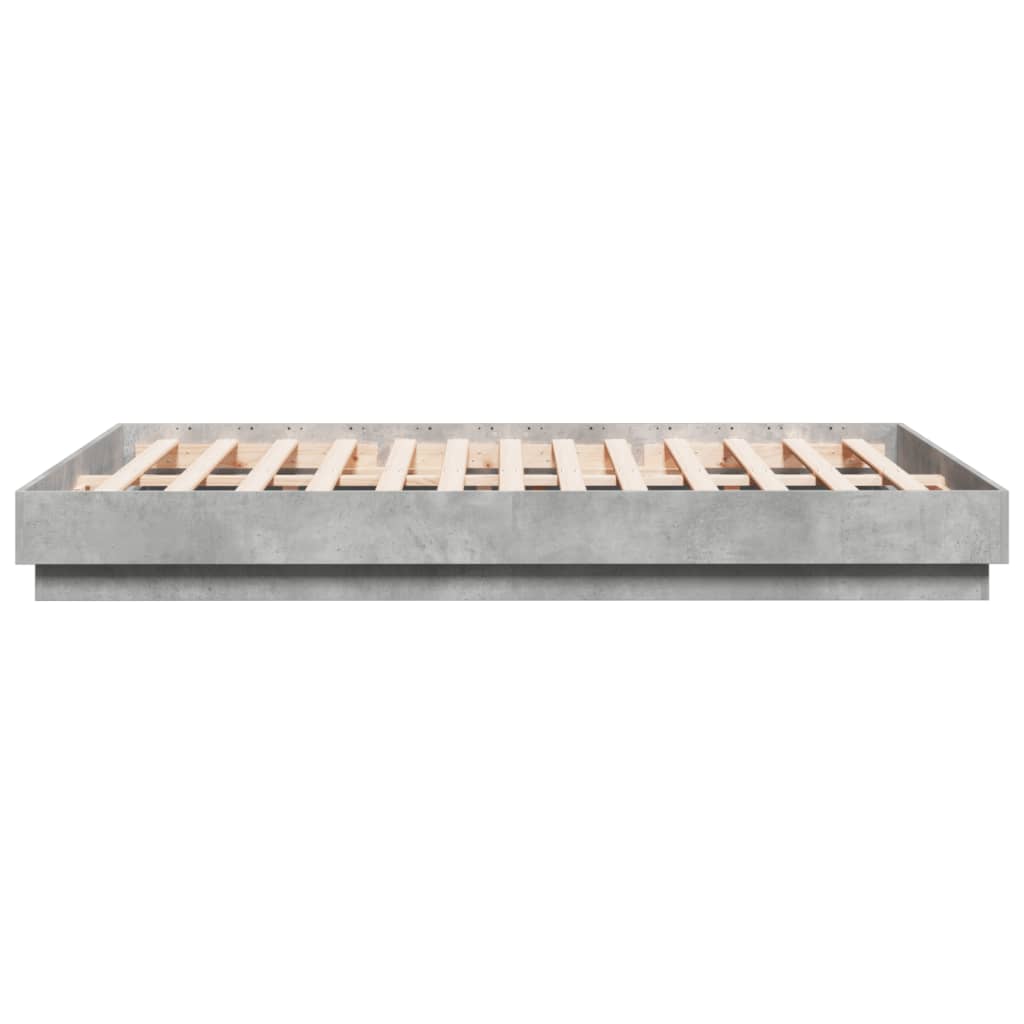 Bedframe Met Led-Verlichting Betongrijs 150X200 Cm Groen