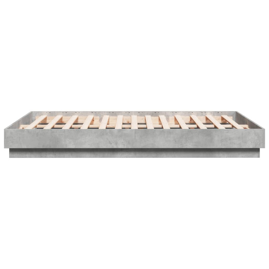 Bedframe Met Led-Verlichting Betongrijs 150X200 Cm Groen