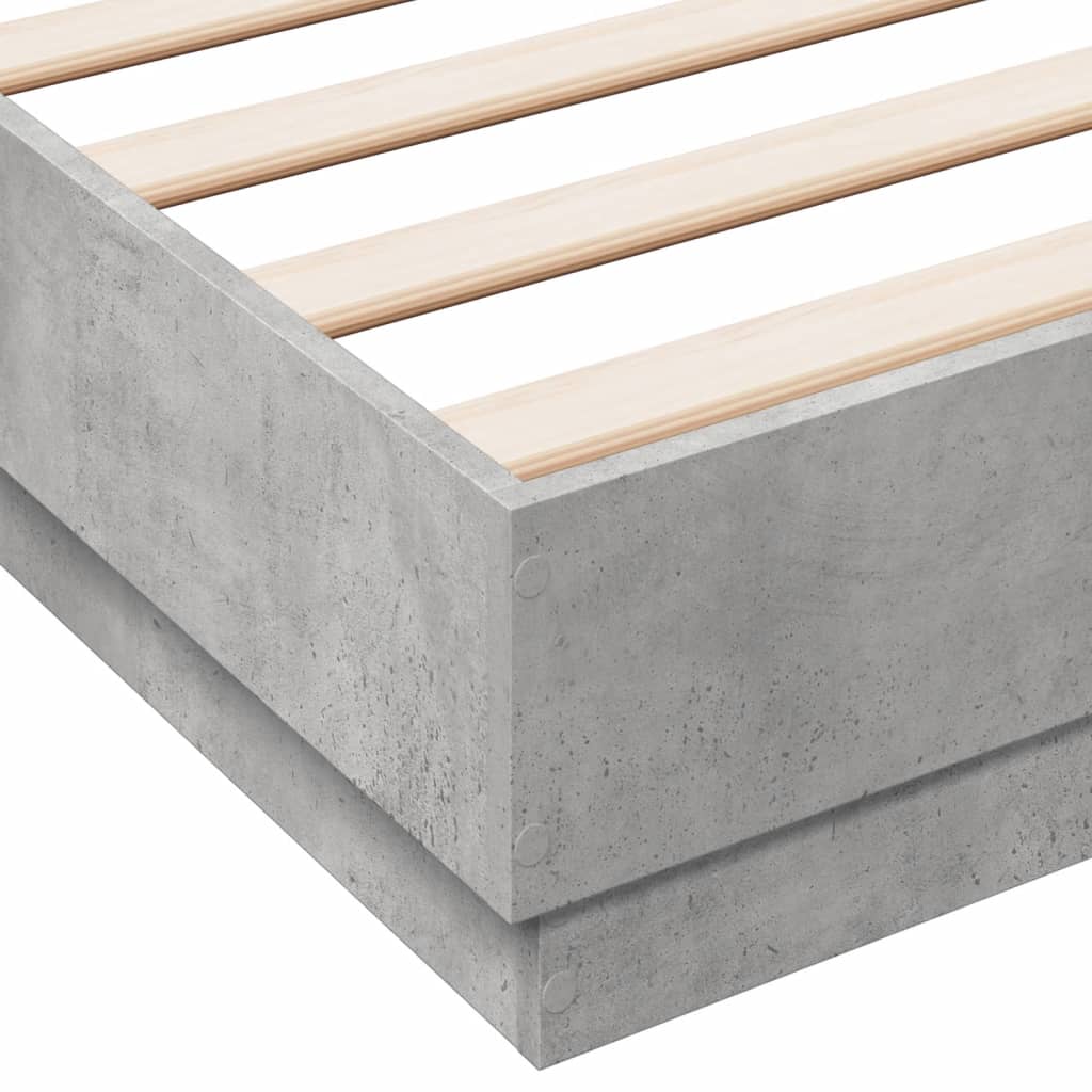 Bedframe Met Led-Verlichting Betongrijs 150X200 Cm Groen