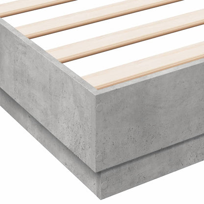 Bedframe Met Led-Verlichting Betongrijs 150X200 Cm Groen