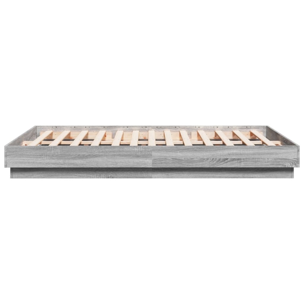 Bedframe Met Led-Verlichting Grijs Sonoma Eikenkleur 150X200 Cm
