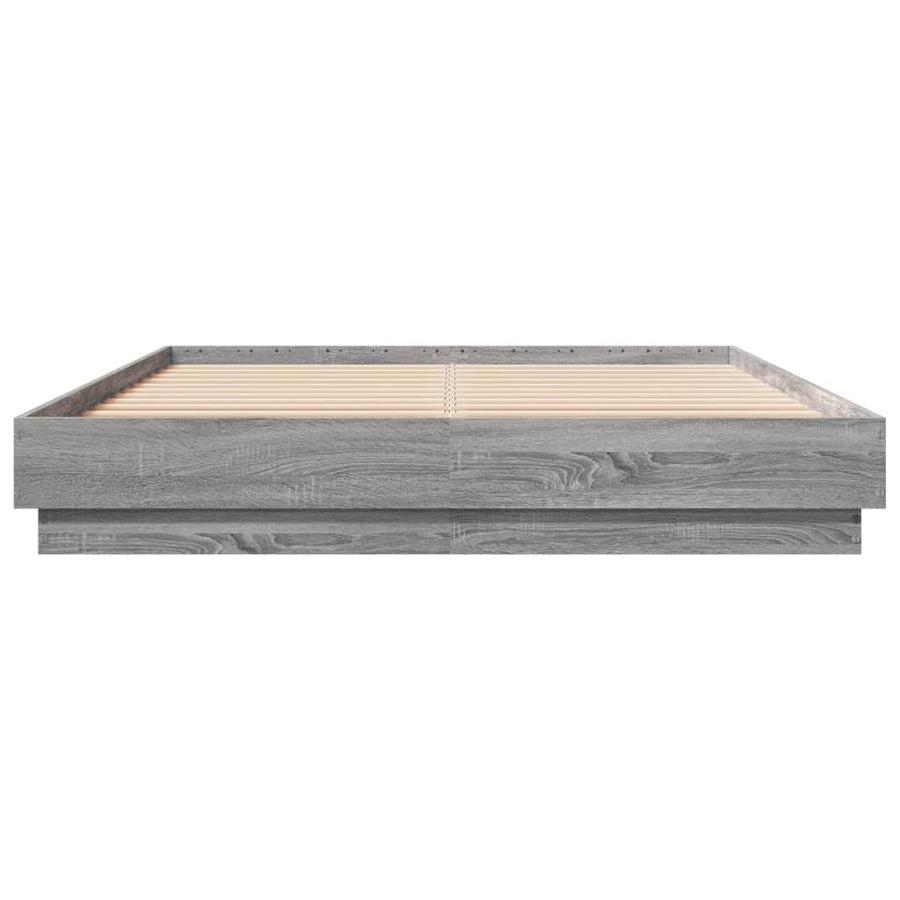 Bedframe Met Led-Verlichting Grijs Sonoma Eikenkleur 140X200 Cm