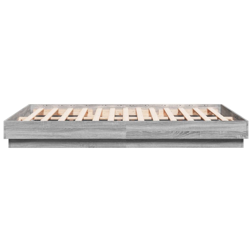 Bedframe Met Led-Verlichting Grijs Sonoma Eikenkleur 140X200 Cm