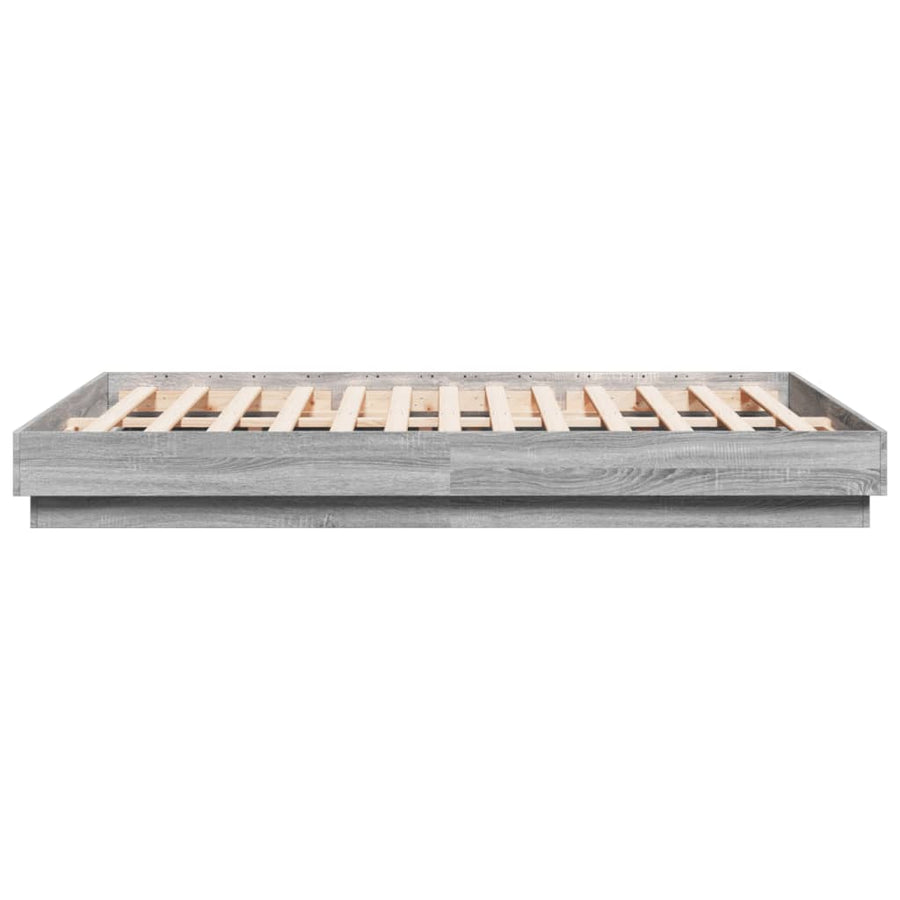 Bedframe Met Led-Verlichting Grijs Sonoma Eikenkleur 140X200 Cm