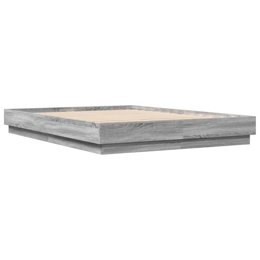 Bedframe Met Led-Verlichting Grijs Sonoma Eikenkleur 140X200 Cm