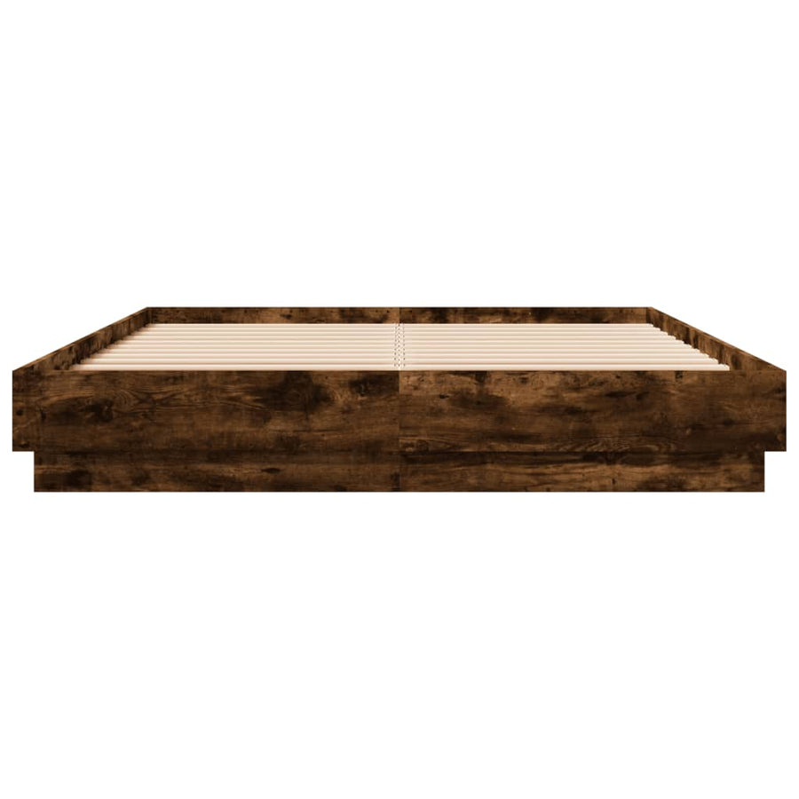 Bedframe Met Led-Verlichting Gerookt Eikenkleurig 120X200 Cm Groen