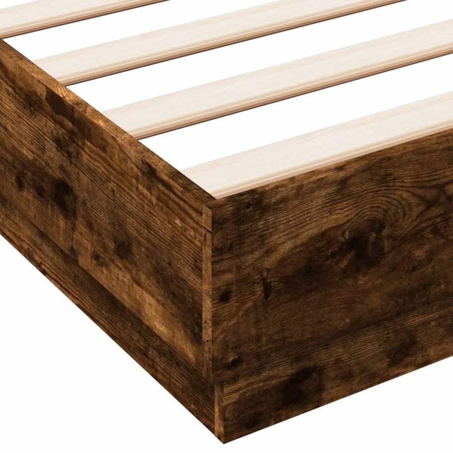 Bedframe Met Led-Verlichting Gerookt Eikenkleurig 120X200 Cm Groen