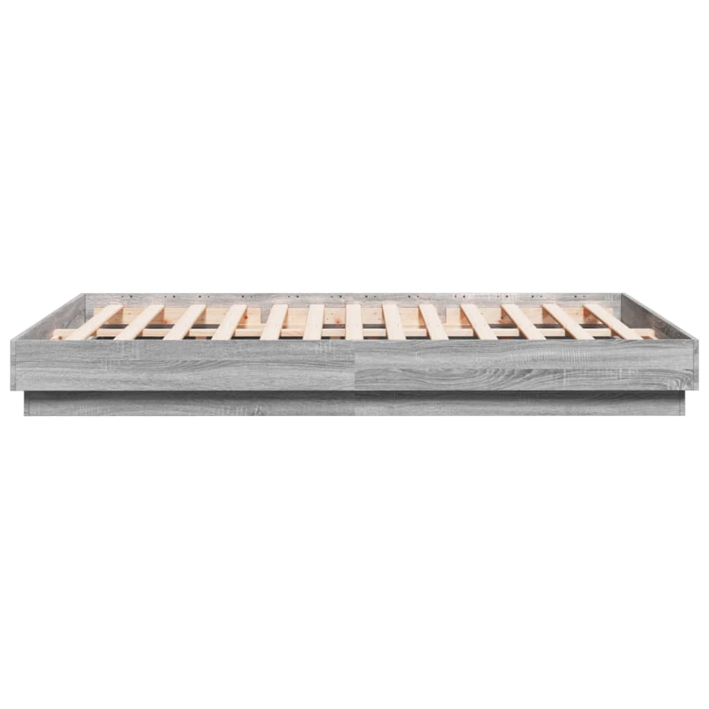 Bedframe Met Led-Verlichting Grijs Sonoma Eikenkleur 120X200 Cm Blauw