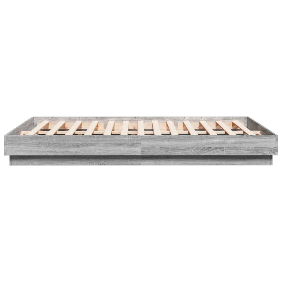 Bedframe Met Led-Verlichting Grijs Sonoma Eikenkleur 120X200 Cm Blauw