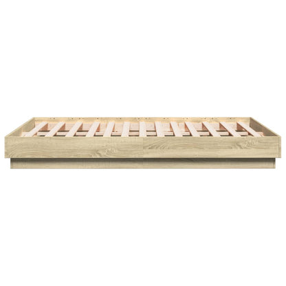 Bedframe Met Led-Verlichting Sonoma Eikenkleurig 135X190 Cm