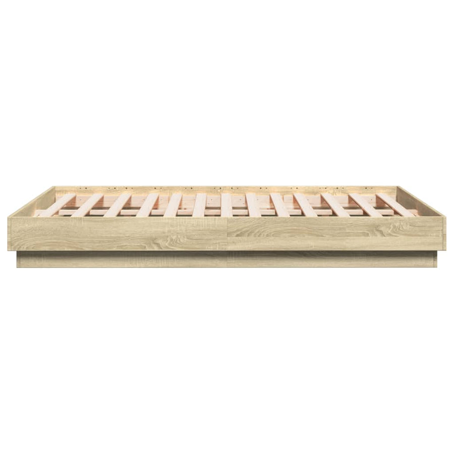 Bedframe Met Led-Verlichting Sonoma Eikenkleurig 135X190 Cm
