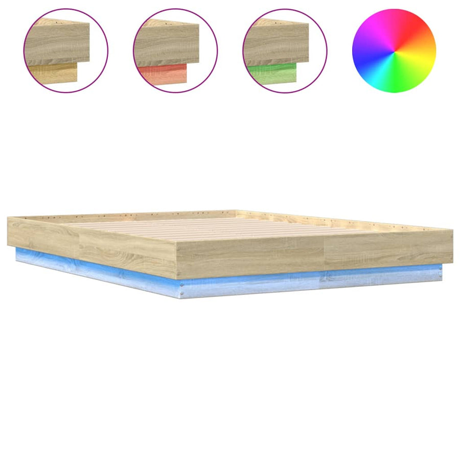 Bedframe Met Led-Verlichting Sonoma Eikenkleurig 120X190 Cm