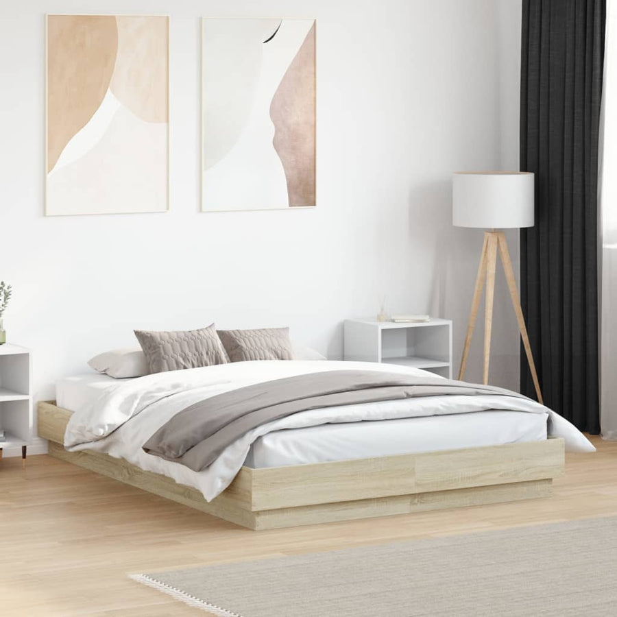 Bedframe Met Led-Verlichting Sonoma Eikenkleurig 120X190 Cm