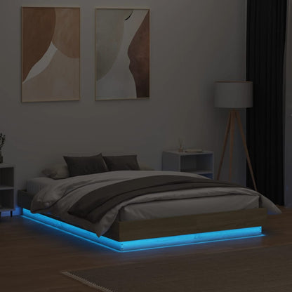 Bedframe Met Led-Verlichting Sonoma Eikenkleurig 120X190 Cm
