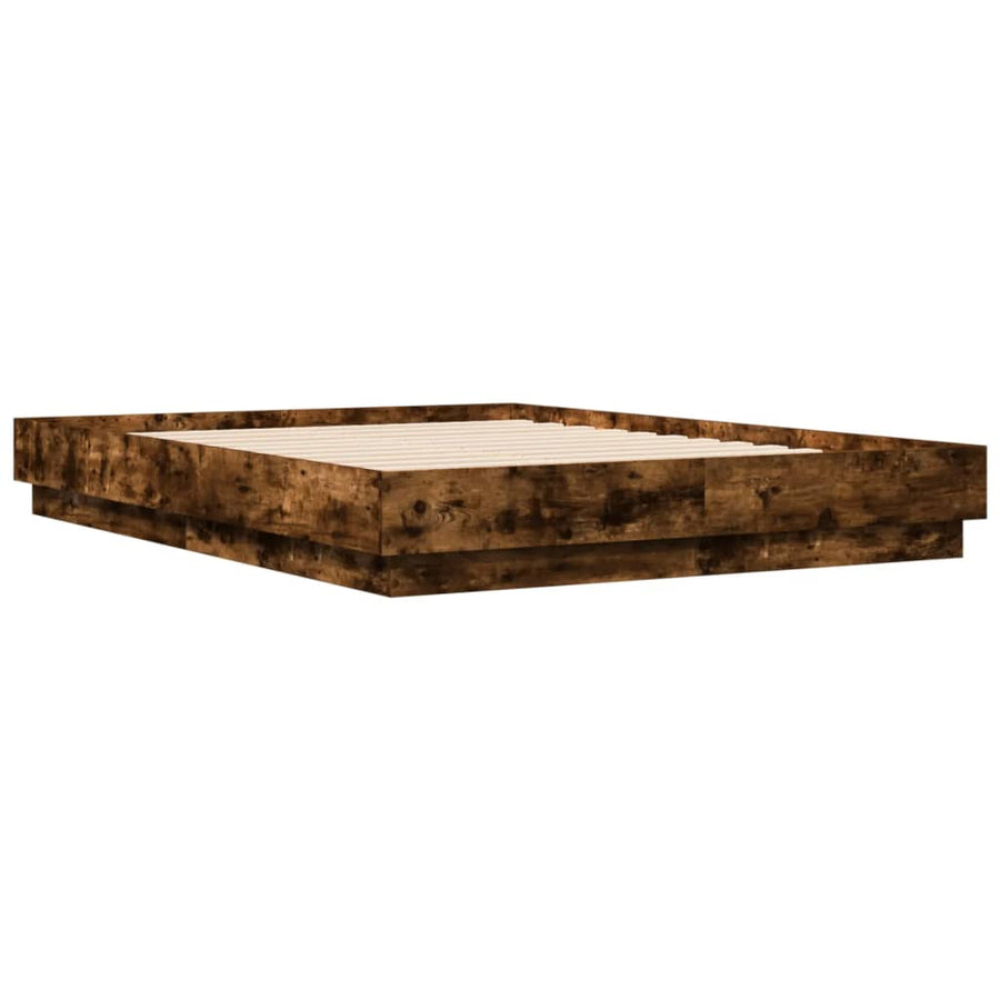 Bedframe Met Led-Verlichting Gerookt Eikenkleurig 120X190 Cm Groen