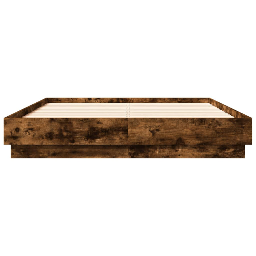 Bedframe Met Led-Verlichting Gerookt Eikenkleurig 120X190 Cm Groen