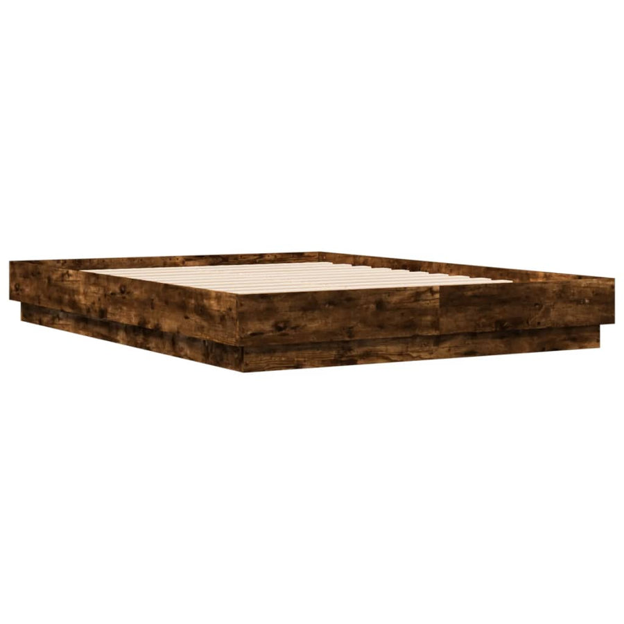 Bedframe Met Led-Verlichting Gerookt Eikenkleurig 120X190 Cm Groen