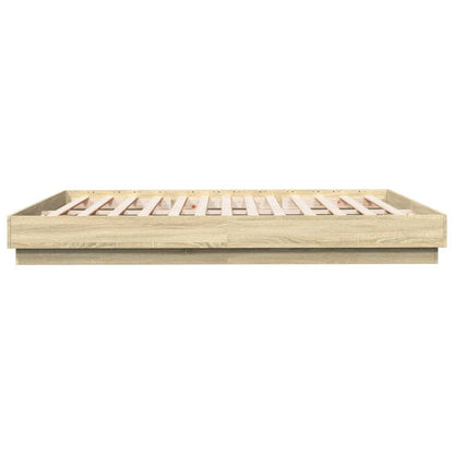 Bedframe Bewerkt Hout Sonoma Eikenkleurig 200X200 Cm Blauw