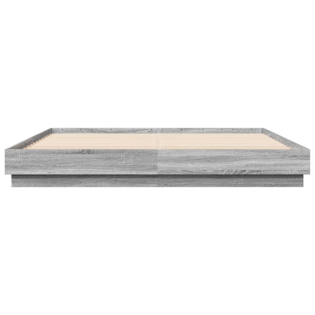 Bedframe Bewerkt Hout Grijs Sonoma Eikenkleurig 200X200 Cm Groen