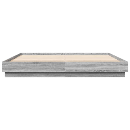 Bedframe Bewerkt Hout Grijs Sonoma Eikenkleurig 200X200 Cm Groen
