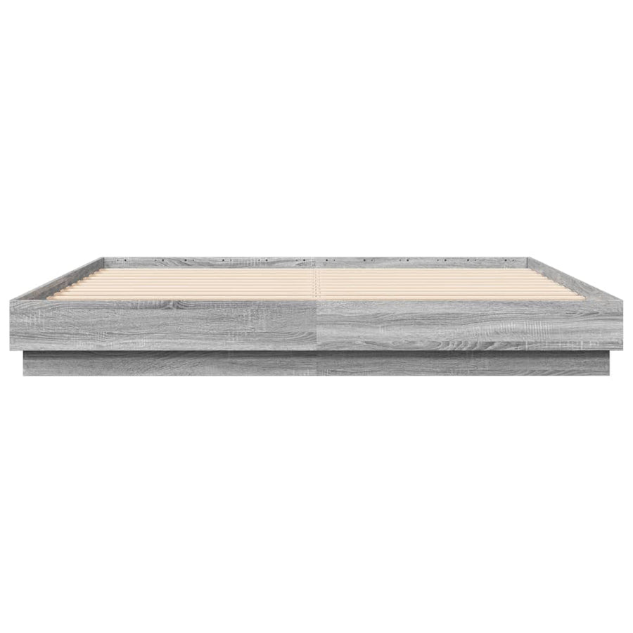 Bedframe Bewerkt Hout Grijs Sonoma Eikenkleurig 200X200 Cm Groen