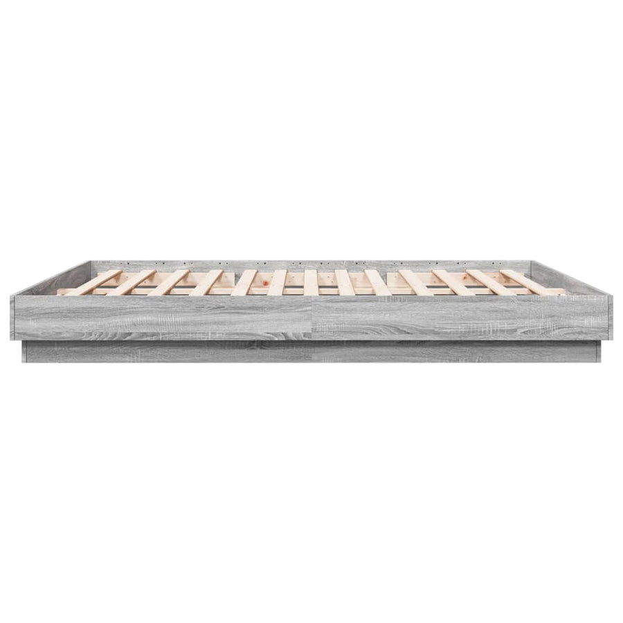 Bedframe Bewerkt Hout Grijs Sonoma Eikenkleurig 200X200 Cm Groen