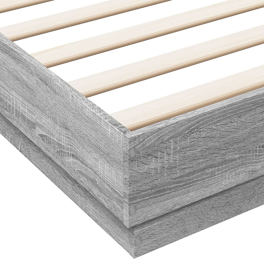 Bedframe Bewerkt Hout Grijs Sonoma Eikenkleurig 200X200 Cm Groen