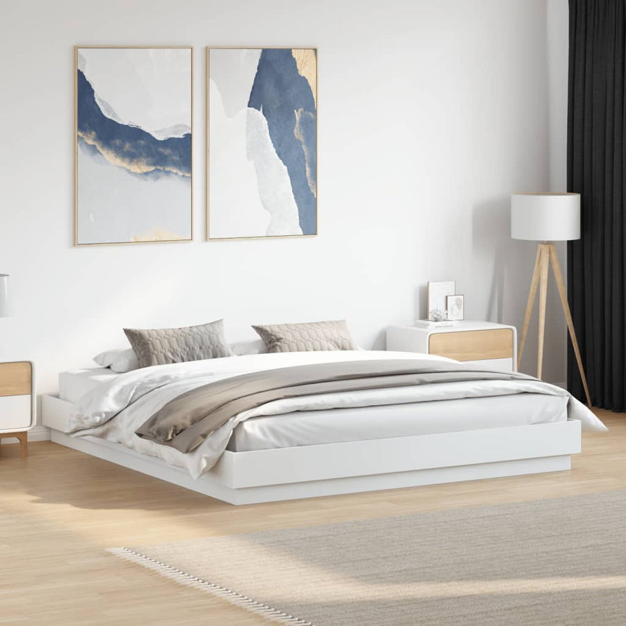 Bedframe bewerkt hout wit 180x200 cm