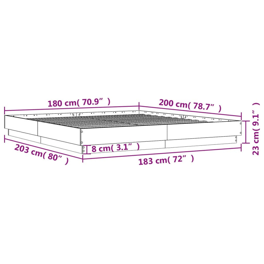 Bedframe bewerkt hout wit 180x200 cm