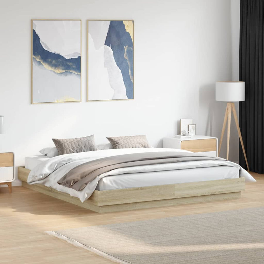 Bedframe bewerkt hout sonoma eikenkleurig 180x200 cm